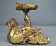 7.6 Antique Chinese Bronze 24k Gilt Gold Dynasty Birds Zun Statue Candle Holder