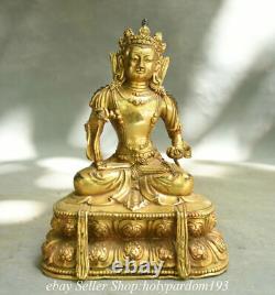 7.6 Old Chinese Copper Gilt Seat Kwan-yin Guan Yin Goddess Statue Sculpture