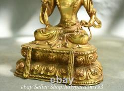 7.6 Old Chinese Copper Gilt Seat Kwan-yin Guan Yin Goddess Statue Sculpture