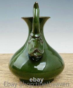 7.6 Old Chinese Green Glaze Porcelain Song Dynasty Palace Peacock Ear Bottle