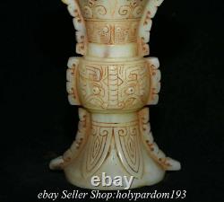 7.8 Old Chinese White Jade Carving Dynasty Palace Water Vessel Zun Bottle Vase