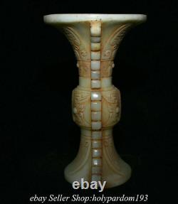 7.8 Old Chinese White Jade Carving Dynasty Palace Water Vessel Zun Bottle Vase