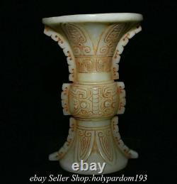 7.8 Old Chinese White Jade Carving Dynasty Palace Water Vessel Zun Bottle Vase