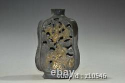 7 Chinese antiques Pure copper outline in gold Character story pattern bottle