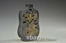 7 Chinese antiques Pure copper outline in gold Character story pattern bottle