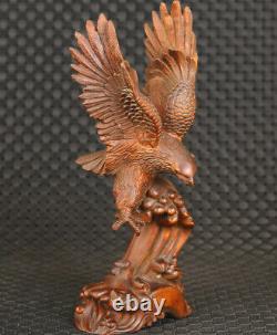 7-Inch Chinese Square Wood 100% Handmade Eagle Sculpture Collection