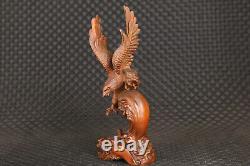 7-Inch Chinese Square Wood 100% Handmade Eagle Sculpture Collection