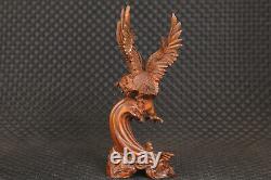 7-Inch Chinese Square Wood 100% Handmade Eagle Sculpture Collection