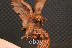 7-Inch Chinese Square Wood 100% Handmade Eagle Sculpture Collection