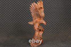 7-Inch Chinese Square Wood 100% Handmade Eagle Sculpture Collection