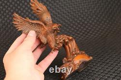 7-Inch Chinese Square Wood 100% Handmade Eagle Sculpture Collection