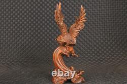 7-Inch Chinese Square Wood 100% Handmade Eagle Sculpture Collection