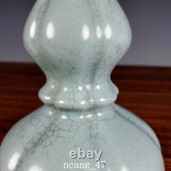 8.1 Chinese Old Porcelain Song dynasty ru kiln cyan SongHuiZong gilt gourd Vase