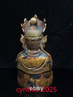 8.2Chinese Old antiques Handmade Pure copper buddism godness guanyin Buddha sta