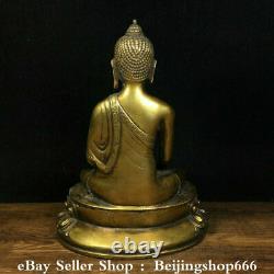 8.2 Old Chinese Bronze Gilt Inlay Gems Shakyamuni Amitabha Buddha Statue