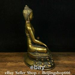 8.2 Old Chinese Bronze Gilt Inlay Gems Shakyamuni Amitabha Buddha Statue