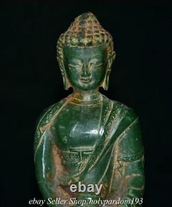 8.2 Old Chinese Green Jade Carved Shakyamuni Amitabha Buddha Statue