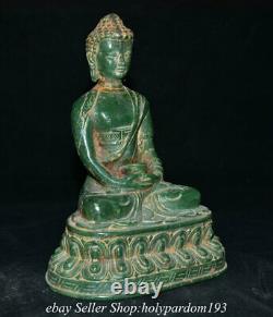 8.2 Old Chinese Green Jade Carved Shakyamuni Amitabha Buddha Statue