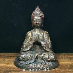 8.3 Antique Chinese dynasty Temple Tibetan Buddhism bronze gilt Buddha statue