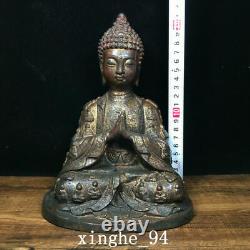 8.3 Antique Chinese dynasty Temple Tibetan Buddhism bronze gilt Buddha statue