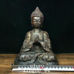 8.3 Antique Chinese dynasty Temple Tibetan Buddhism bronze gilt Buddha statue