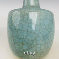 8.3 Chinese Porcelain Song dynasty ru kiln museum mark gilt cyan Ice crack Vase