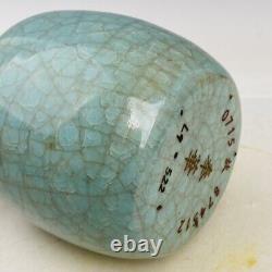 8.3 Chinese Porcelain Song dynasty ru kiln museum mark gilt cyan Ice crack Vase