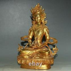 8.4'' Chinese Brass Immeasurable Buddha Statue Old Bronze gold Buddha Statue