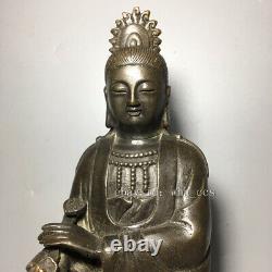 8.4 Chinese antiques Pure copper Handmade Seated Guanyin Statue
