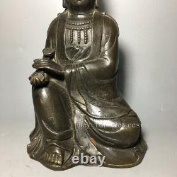8.4 Chinese antiques Pure copper Handmade Seated Guanyin Statue