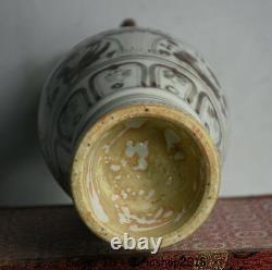 8.4 Old Chinese underglaze red Porcelain Dynasty Palace Duck Ears Bottle Vase