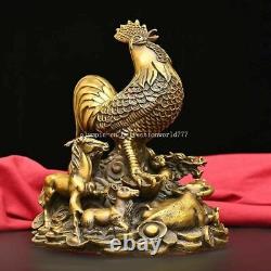 8.5 inch brass home feng shui treasure wealth Chinese Zodiac cock statue