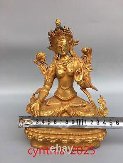 8.6Rare Chinese antiques Pure copper gilding Statue of White Tara Buddha