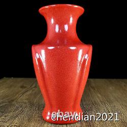 8.7 Chinese Antiques porcelain Song Dynasty offcial kiln mark Red glaze bottle