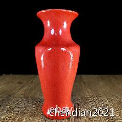 8.7 Chinese Antiques porcelain Song Dynasty offcial kiln mark Red glaze bottle