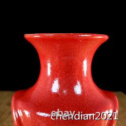 8.7 Chinese Antiques porcelain Song Dynasty offcial kiln mark Red glaze bottle