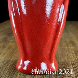 8.7 Chinese Antiques porcelain Song Dynasty offcial kiln mark Red glaze bottle