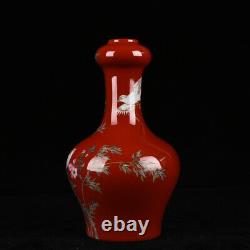 8.7 Chinese Porcelain Qing dynasty yongzheng mark famille rose flower bird Vase