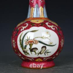8.7 Old Chinese Porcelain qing dynasty qianlong mark famille rose lucidum Vase