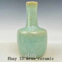 8.7 Old Chinese Porcelain song dynasty ru kiln gilt blue glaze open slice Vase