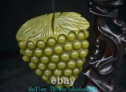 8.8'' Chinese Natural Green Xiu Jade Jadeite Carved Fruit Grapes Sculpture