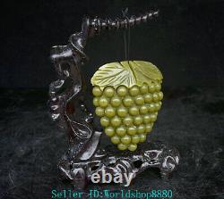 8.8'' Chinese Natural Green Xiu Jade Jadeite Carved Fruit Grapes Sculpture