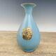 8.8 Chinese Porcelain Song Dynasty Ru Kiln Blue Glaze Silver Gilt Yuhuchun Vase