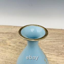 8.8 Chinese Porcelain Song dynasty ru kiln Blue glaze silver gilt yuhuchun Vase