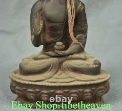8.8 Old Chinese Bronze Buddhism Shakyamuni Amitabha Buddha Jar Sculpture