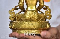 8.8 Old Chinese Copper Gilt Buddhism Amitayus longevity God Goddess Statue