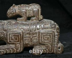 8.8 Old Chinese Han Dynasty Hetian Jade Carved Beast Zun Lids drinking vessel