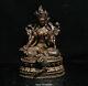 8.8 Old Chinese Tibet Buddhism Bronze Green Tara Enlightenment Goddess Statue