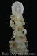 8.8 Old Chinese White Jade Carving Fengshui Kwan-yin Goddess Dragon Statue