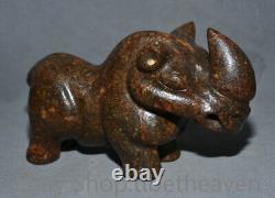 8.8 Rare Old Chinese Hongshan Culture Old Jade Rhinoceros Beast Animal Statue